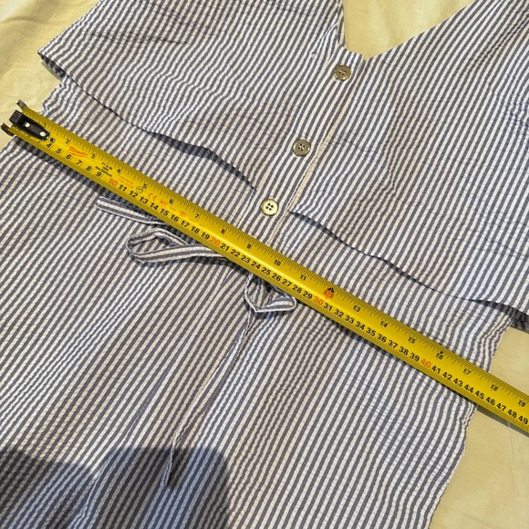 Zara Striped Sleeveless Jumpsuit w/ Button&Pockets, Adjustable Waist, Blue, Sz S - Picture 11 of 15